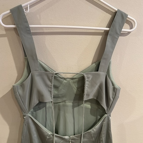 Free People Gia Green Satin Bodice Maxi Slinky Tie Back Slip Dress NWT size 2 - Picture 11 of 11